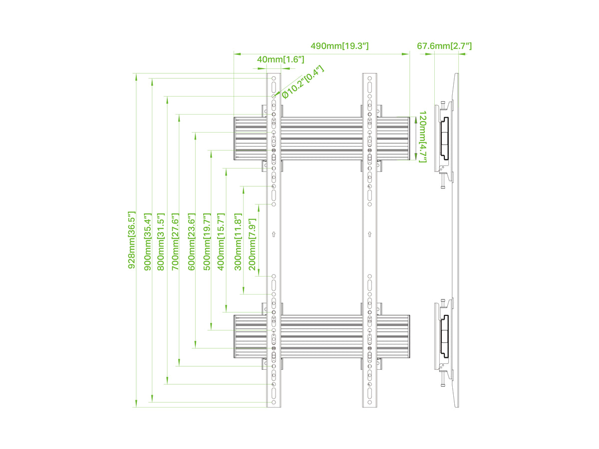 Multibrackets M Pro Series Fixed Wall Mount for 55–98" Displays VESA 400x900 – Black | 7340234815210 Wall Mount Bracket Multibrackets