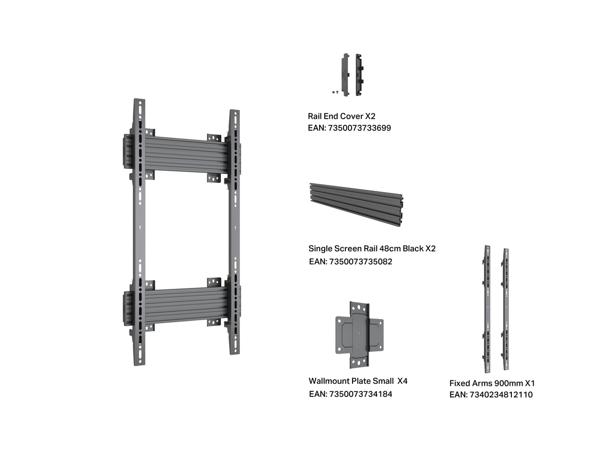 Multibrackets M Pro Series Fixed Wall Mount for 55–98" Displays VESA 400x900 – Black | 7340234815210 Wall Mount Bracket Multibrackets