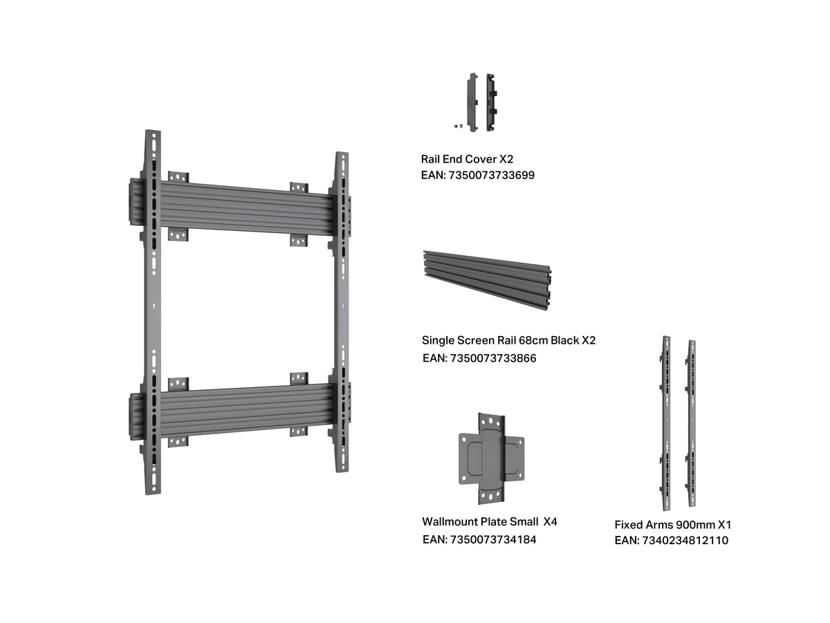 Multibrackets M Pro Series Fixed Wall Mount for 55–98" Displays VESA 600x900 – Black | 7340234815227 Wall Mount Bracket Multibrackets