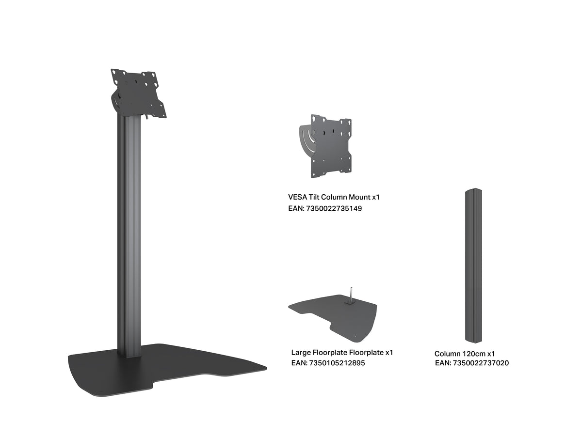 Multibrackets M Pro Series Floor Stand 120 Tilt Up VESA 200 – Black | 7340234816491 Floor Stand Multibrackets