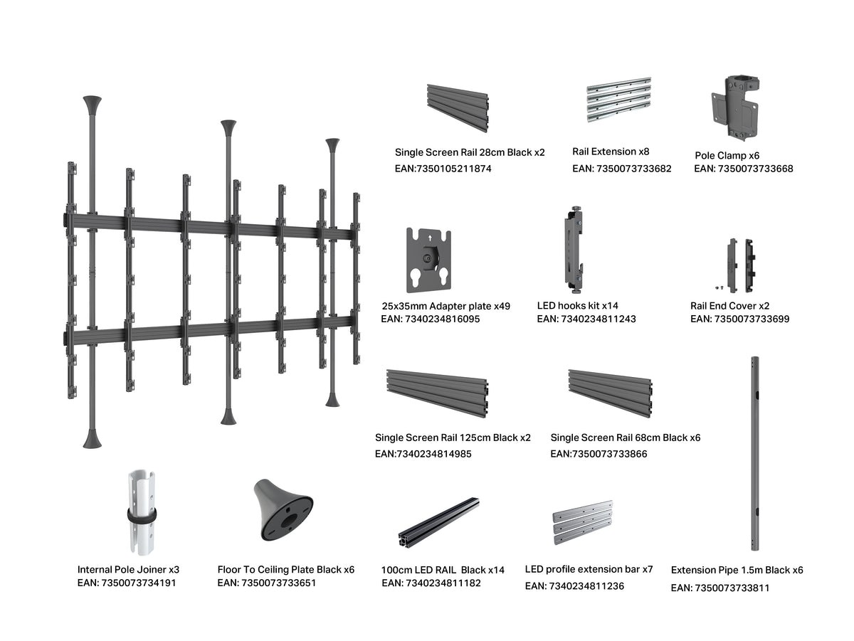 Multibrackets M Pro Series Hisense LED Floor-to-Ceiling Video Wall Stand 163" | 7340234816149 Floor to Ceiling Display Mount Multibrackets