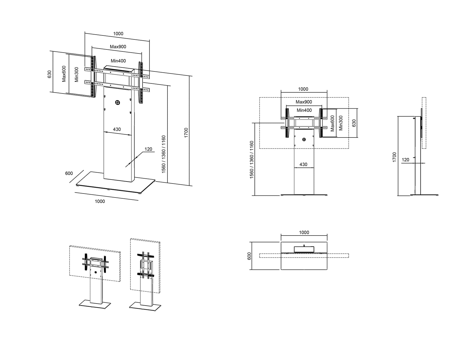 Multibrackets M Pro Series Kiosk Stand For 65"-86" Screens | 7340234810536