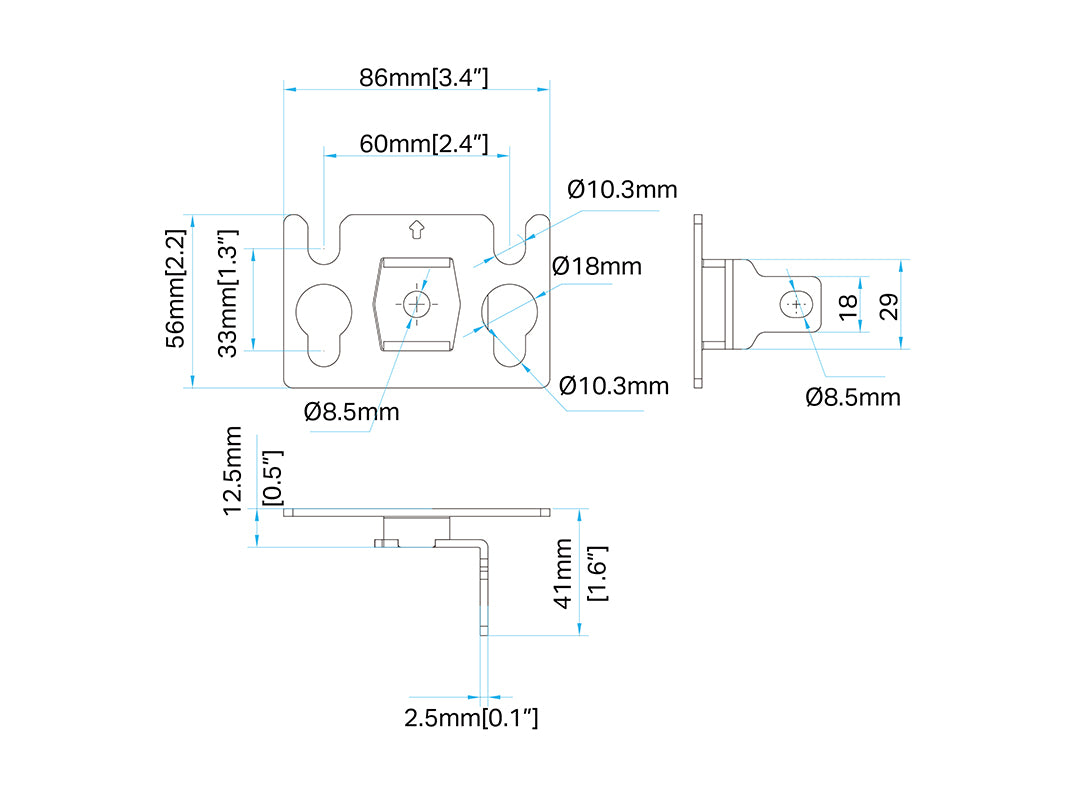 Multibrackets M Pro Series LED Adapter Plate 30x16.5mm – Black | 7340234815517 Mount Accessories Multibrackets