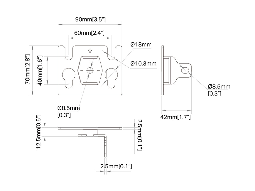 Multibrackets M Pro Series LED Adapter Plate 30x20mm – Black | 7340234814640