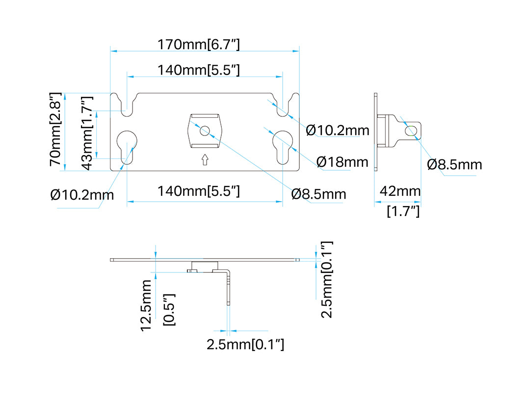 Multibrackets M Pro Series LED Adapter Plate 70x21.5mm – Black | 7340234811755 Mount Accessories Multibrackets