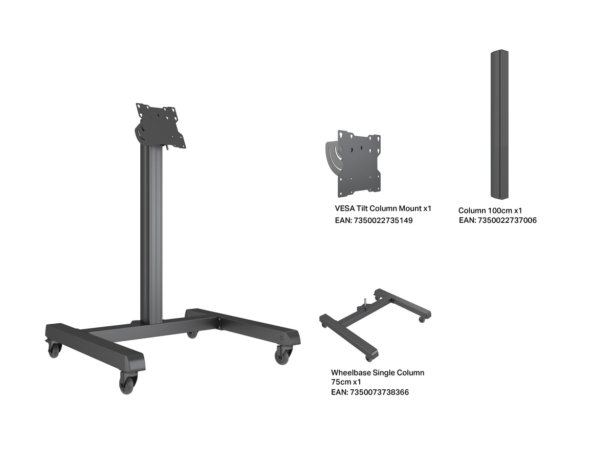 Multibrackets M Pro Series Mobile Floor Stand 100 Tilt Up VESA 200 – Black | 7340234816361 Floor Stand Multibrackets