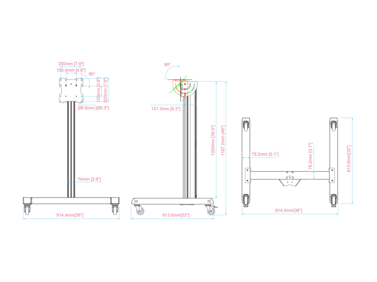Multibrackets M Pro Series Mobile Floor Stand 100 Tilt Up VESA 200 – Black | 7340234816361 Floor Stand Multibrackets
