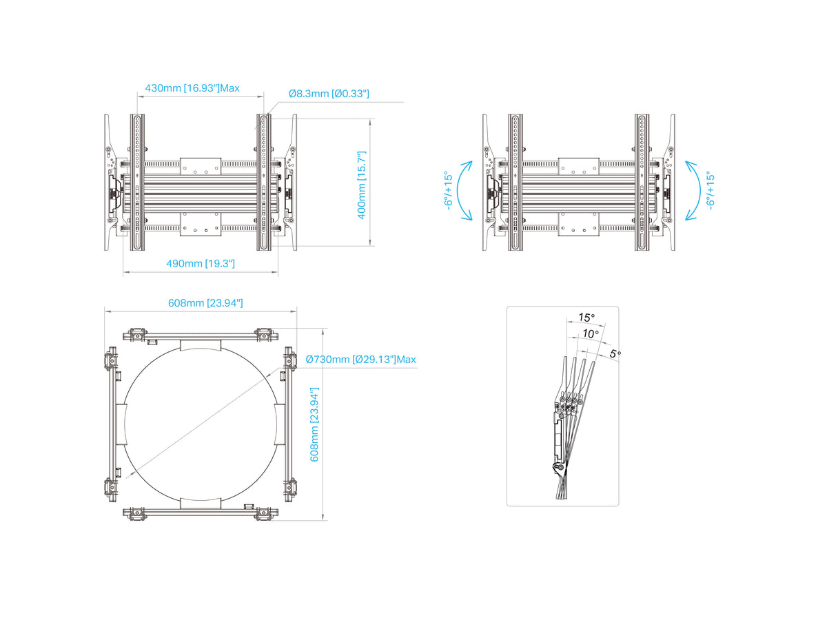 Multibrackets M Pro Series Quad-Sided Column Mount for 32–75" Displays – Black | 7340234815630 Wall Mount Bracket Multibrackets