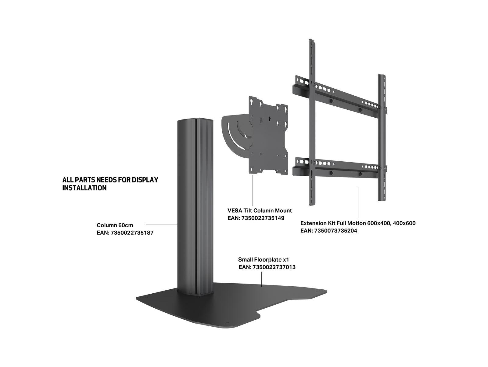 Multibrackets M Pro Series Small Floorplate Fixed Mounting Base – Black | 7350022737013 Mount Accessories Multibrackets
