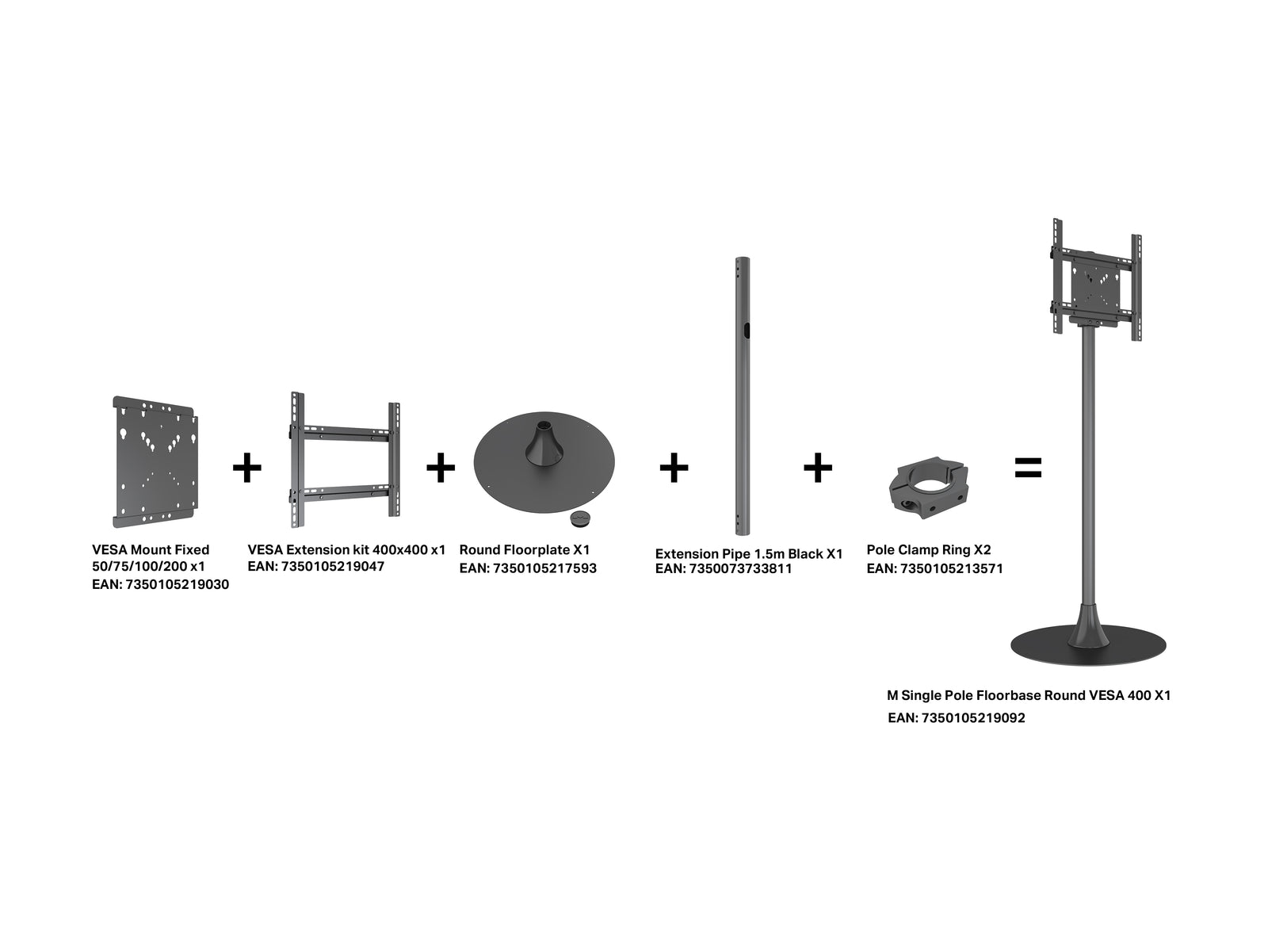 Multibrackets M Pro Series VESA Extension Kit 400x400 for Video Walls – Black | 7350105219047 Mount Accessories Multibrackets