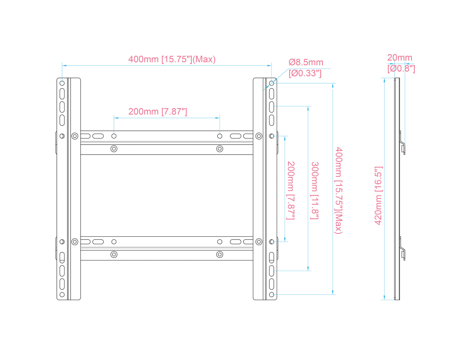 Multibrackets M Pro Series VESA Extension Kit 400x400 for Video Walls – Black | 7350105219047 Mount Accessories Multibrackets