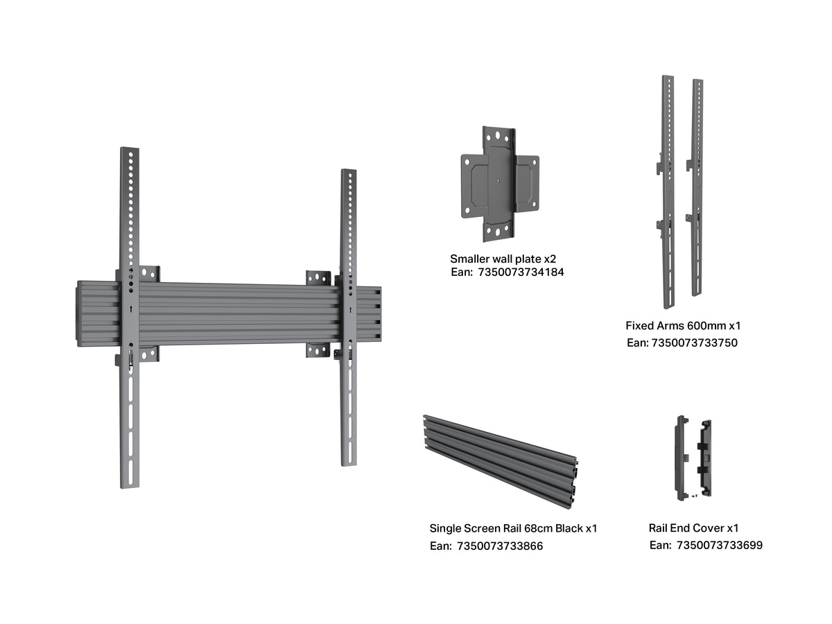 Multibrackets M Pro Wall Mount 40–100" VESA 600x600 Fixed – Black | 7340234816958 Wall Mount Bracket Multibrackets
