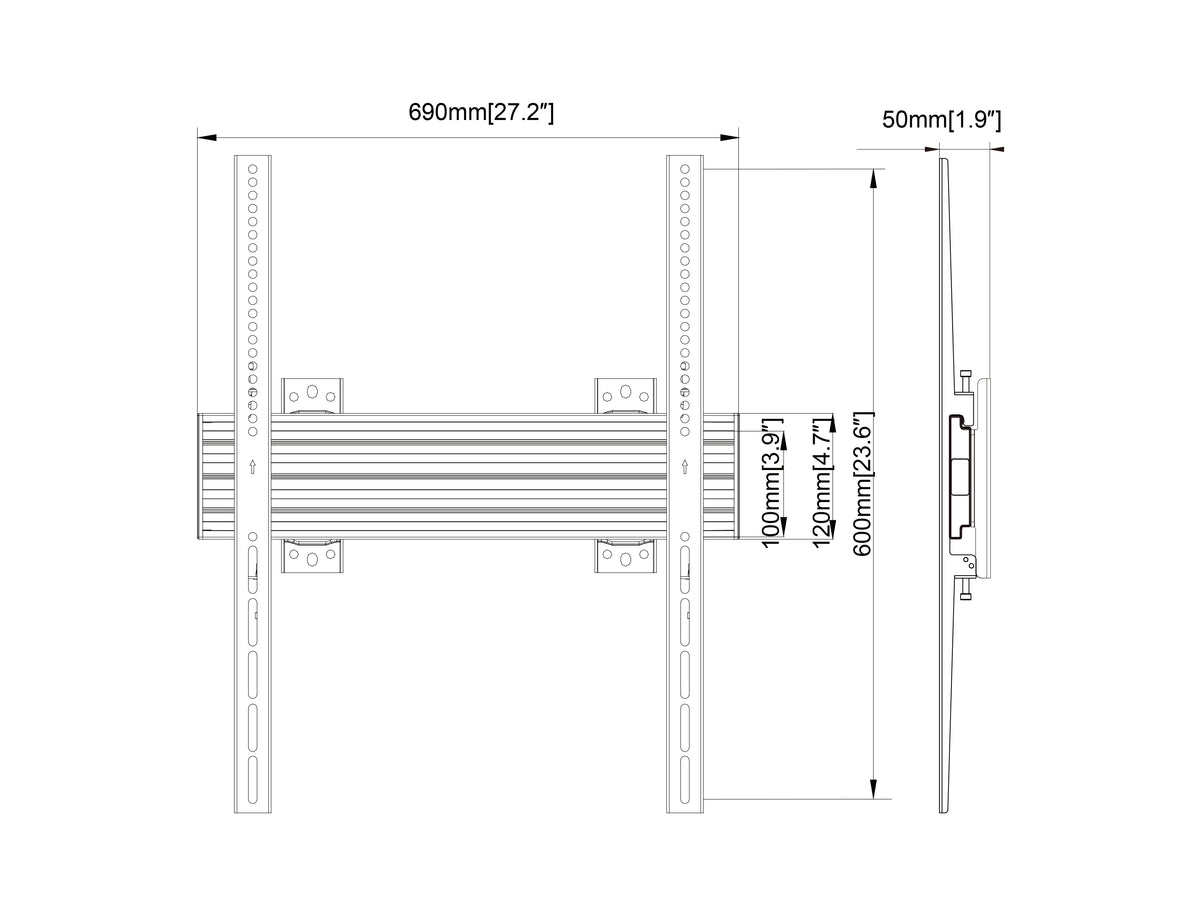 Multibrackets M Pro Wall Mount 40–100" VESA 600x600 Fixed – Black | 7340234816958 Wall Mount Bracket Multibrackets