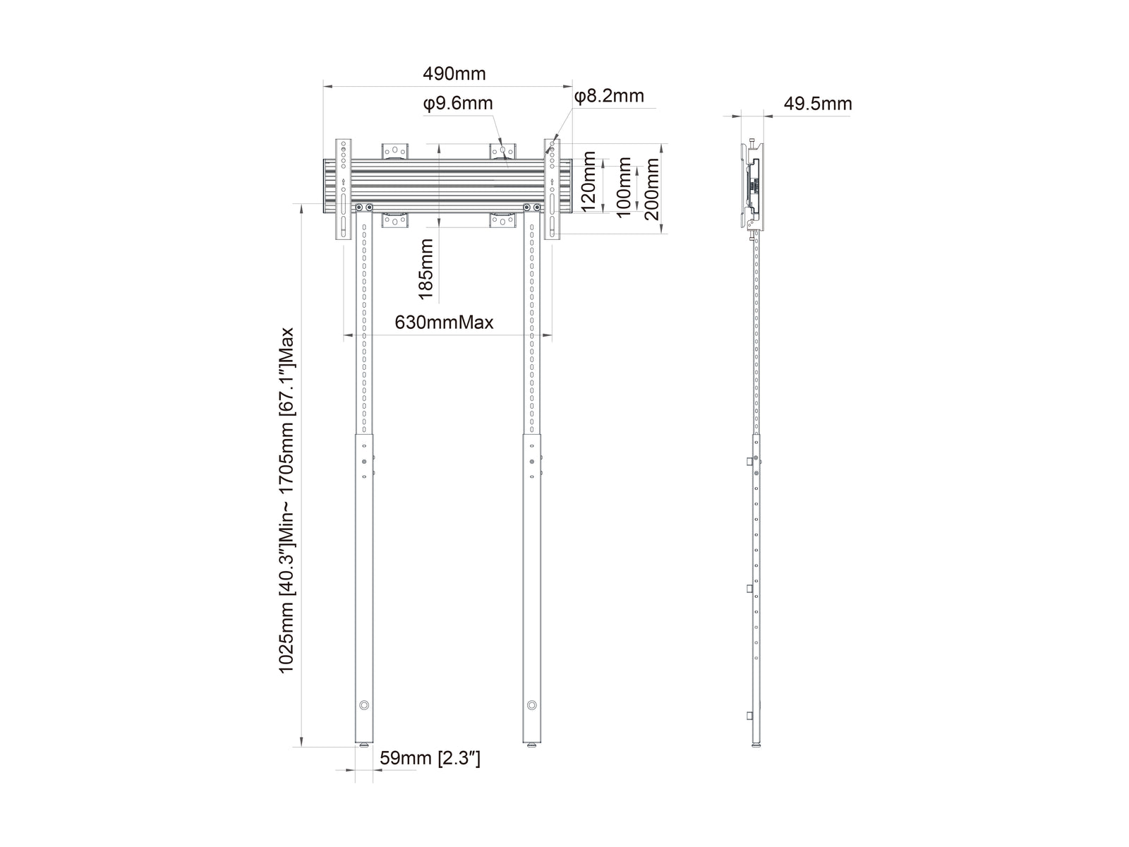 Multibrackets M Pro Wall Mount with Floor Support - Max VESA 200x200 | 7350105218408 Wall Mount Bracket Multibrackets