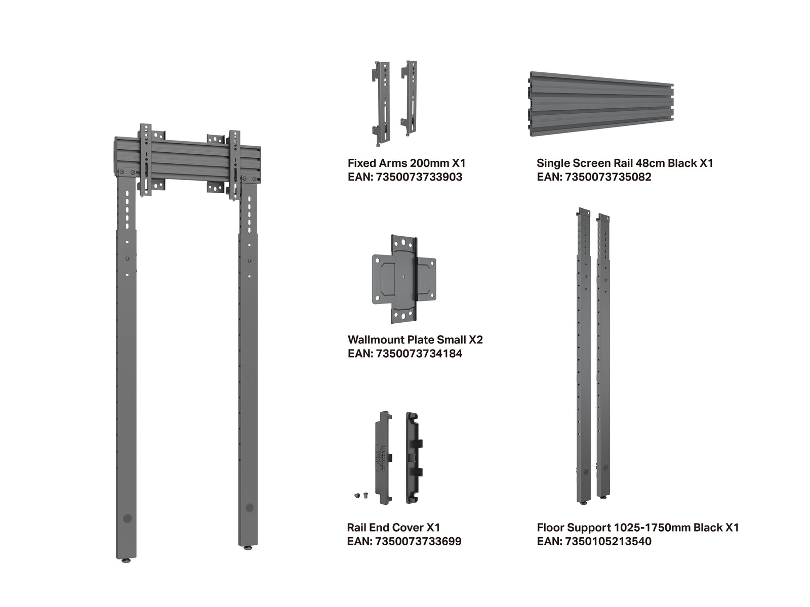 Multibrackets M Pro Wall Mount with Floor Support - Max VESA 200x200 | 7350105218408 Wall Mount Bracket Multibrackets