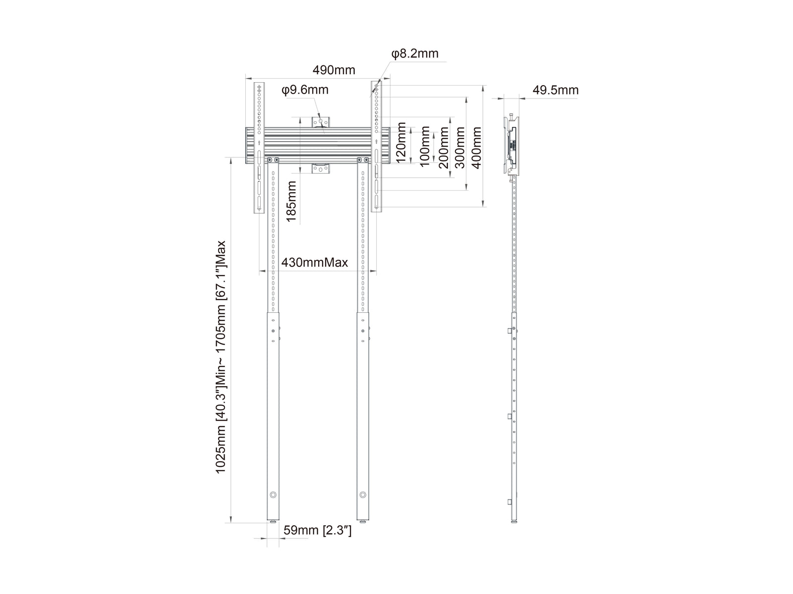Multibrackets M Pro Wall Mount with Floor Support - Max VESA 400x400 | 7350105214004 Wall Mount Bracket Multibrackets