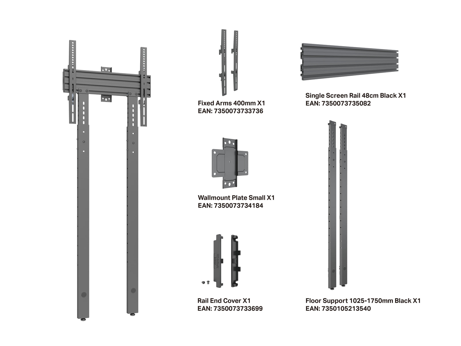 Multibrackets M Pro Wall Mount with Floor Support - Max VESA 400x400 | 7350105214004 Wall Mount Bracket Multibrackets