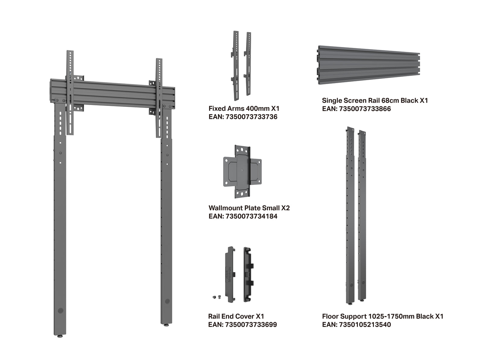 Multibrackets M Pro Wall Mount with Floor Support - Max VESA 600x400 | 7350105218392 Wall Mount Bracket Multibrackets