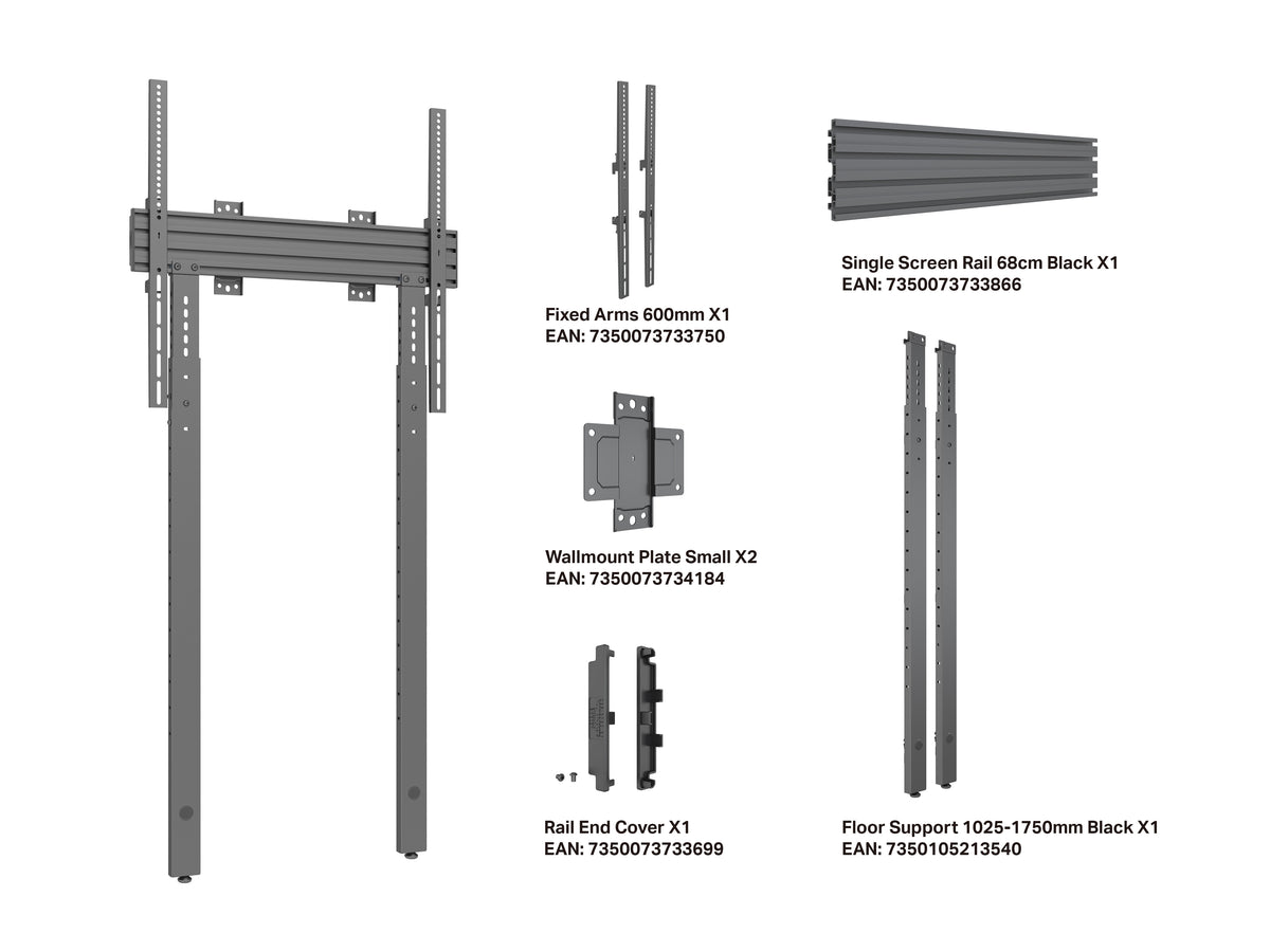 Multibrackets M Pro Wall Mount with Floor Support - Max VESA 600x600 | 7350105218385 Wall Mount Bracket Multibrackets