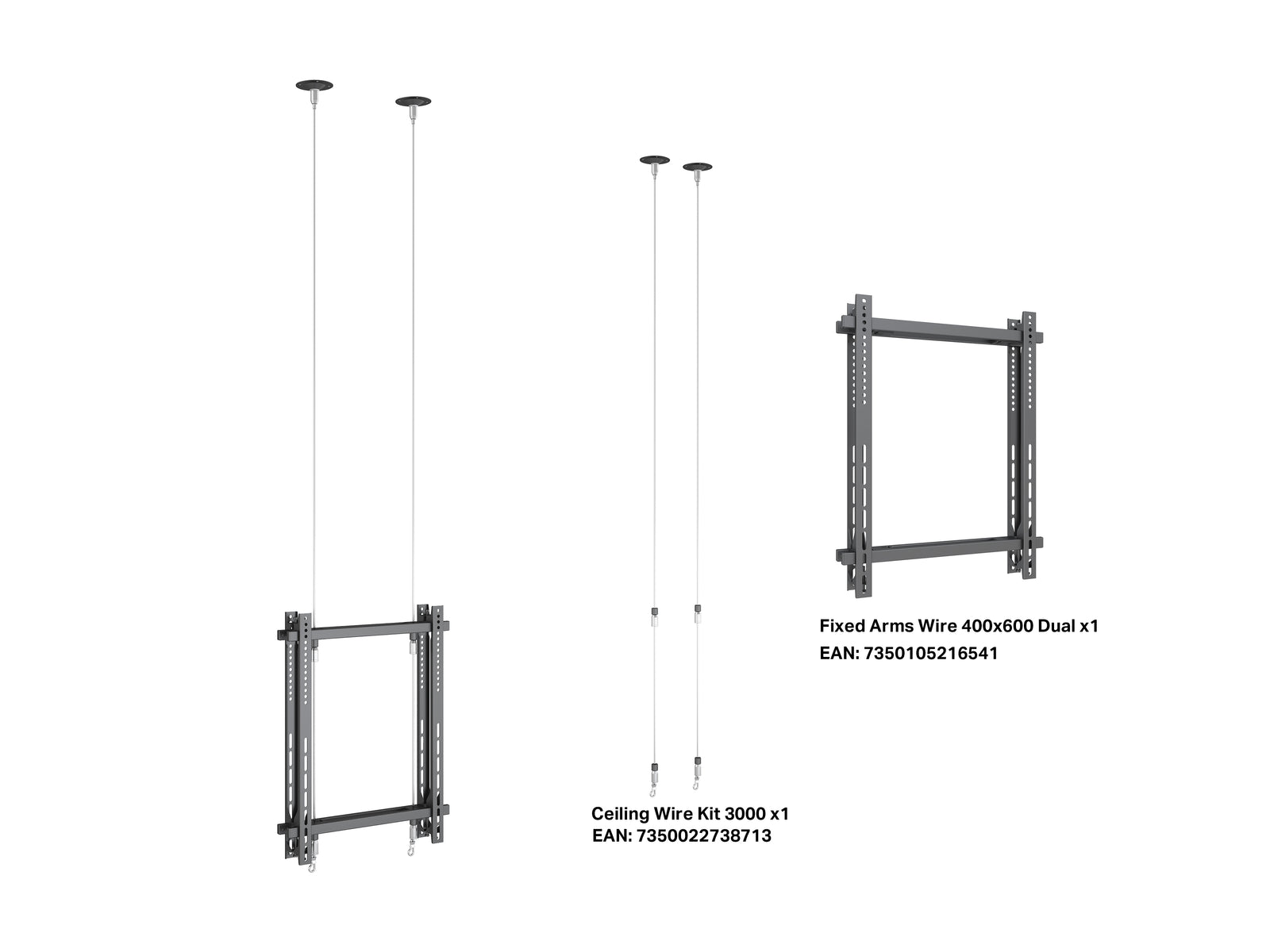 Multibrackets M Pro Wire Ceiling 3000 B2B Dual Screen Mount for 32"-65" Screens | 7350022739932 Ceiling Mount Bracket Multibrackets