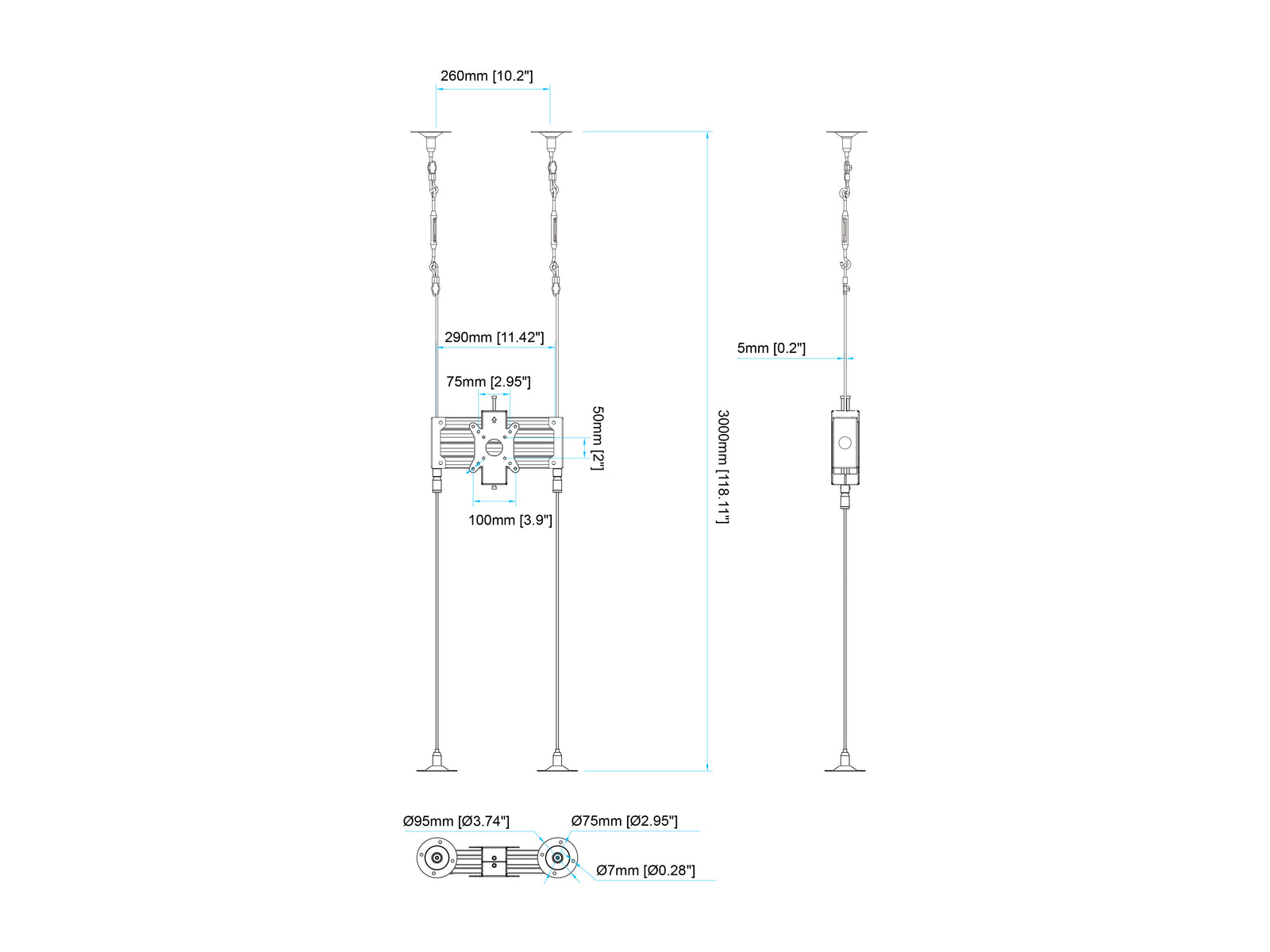 Multibrackets M Pro Wire MBC1UX2 Double-Sided Floor to Ceiling Mount for 27"-32" Screens | 7340234811281 Floor to Ceiling Display Mount Multibrackets
