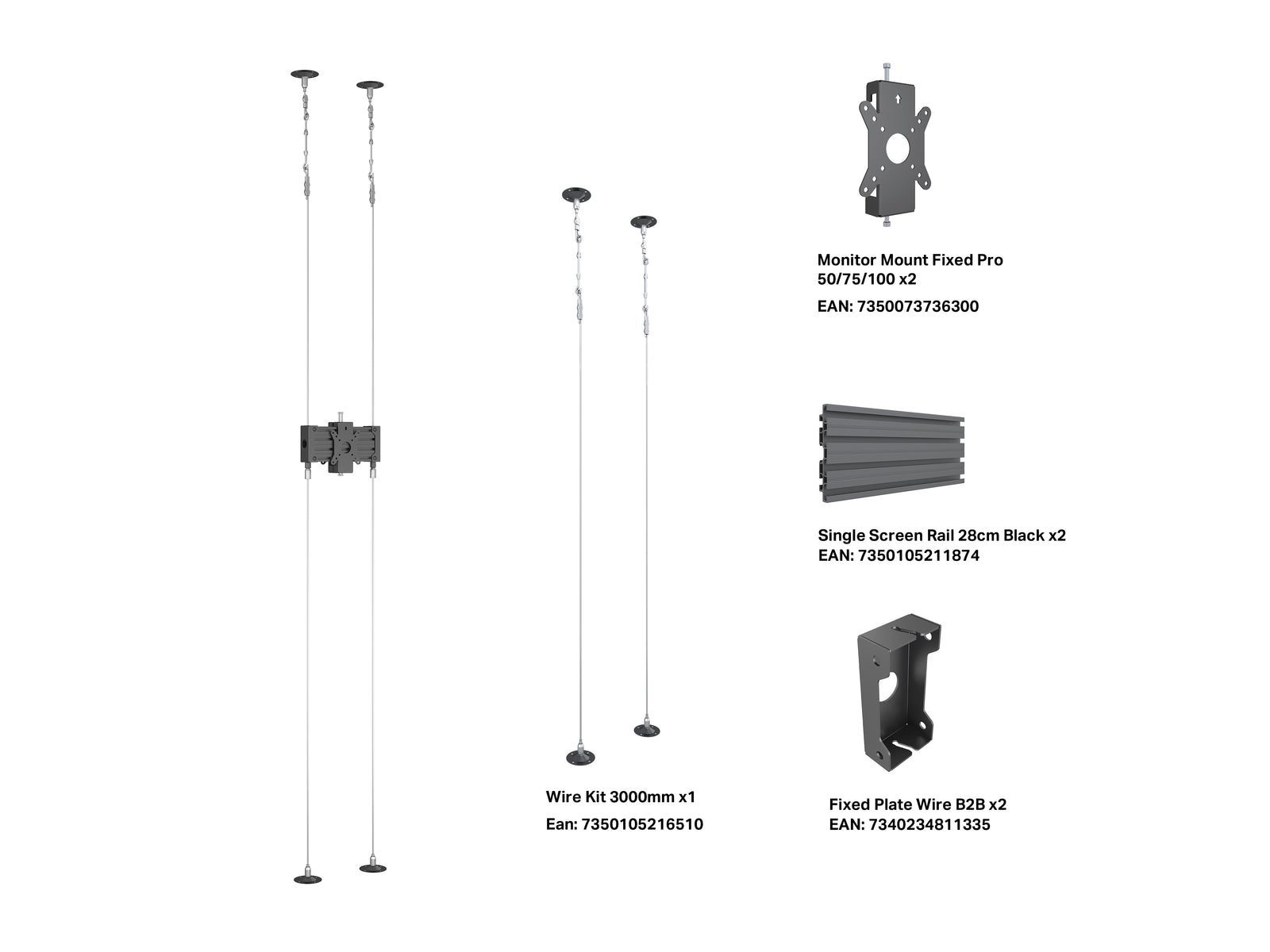 Multibrackets M Pro Wire MBC1UX2 Double-Sided Floor to Ceiling Mount for 27"-32" Screens | 7340234811281 Floor to Ceiling Display Mount Multibrackets