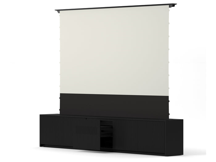 Multibrackets M Projection Laser TV Cabinet 118" with Motorized Lift – Black | 7350022733374 Motorized Floor Rising Screen Multibrackets