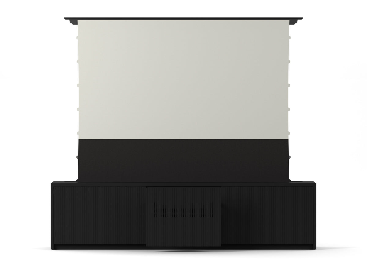 Multibrackets M Projection Laser TV Cabinet 84" with Motorized Lift – Black | 7350022732902 Motorized Floor Rising Screen Multibrackets