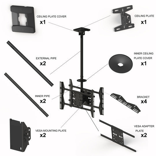 Multibrackets M Public Ceiling Mount Large Back to Back for 55"-70" Screens | 7350022735491 Ceiling Mount Bracket Multibrackets