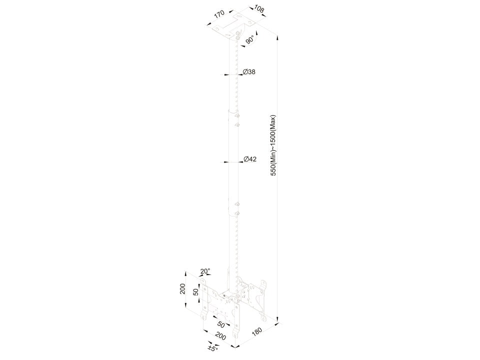 Multibrackets M Public Ceiling Mount Small Back to Back for 10"-32" Screens – Black | 7350073734740 Ceiling Mount Bracket Multibrackets