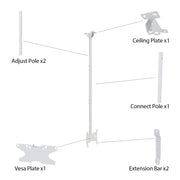 Multibrackets M Public Ceiling Mount Small Single for 10"-43" Screens – White | 7350073734757 Ceiling Mount Bracket Multibrackets