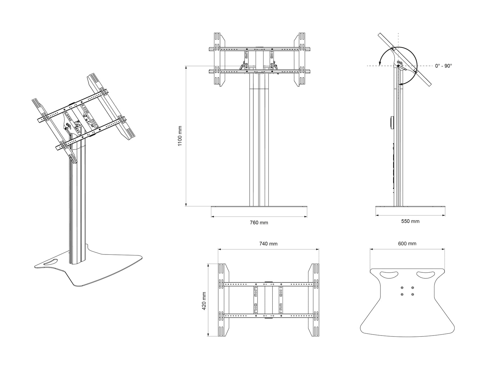 Multibrackets M Public Display Stand 110 Tilt & Table Black Floor Stand for 32"-55" Screens | 7350073731077