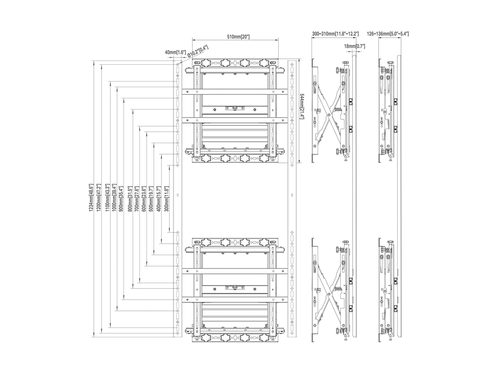 Multibrackets M Public Extra-Large Displays Video Wall Mount For 85"-120" Screens | 7350022739086 Video Wall Mount Multibrackets