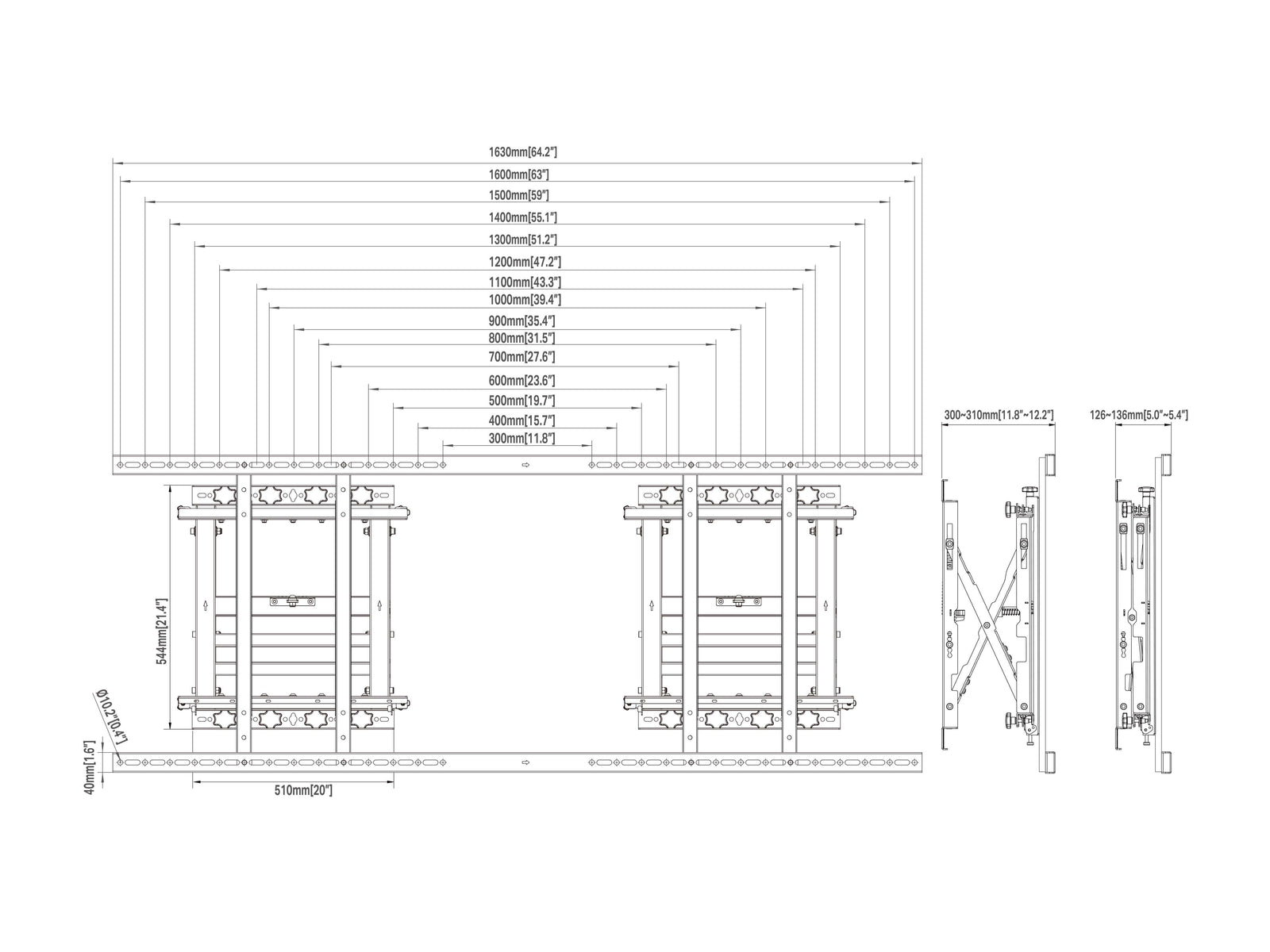 Multibrackets M Public Extra-Large Displays Video Wall Mount for 85"-160" Displays | 7350022739093 Video Wall Mount Multibrackets