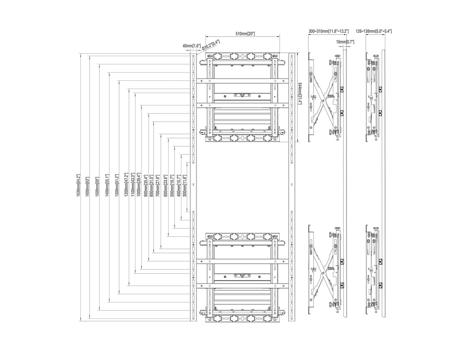 Multibrackets M Public Extra-Large Displays Video Wall Mount for 85"-160" Displays | 7350022739093 Video Wall Mount Multibrackets