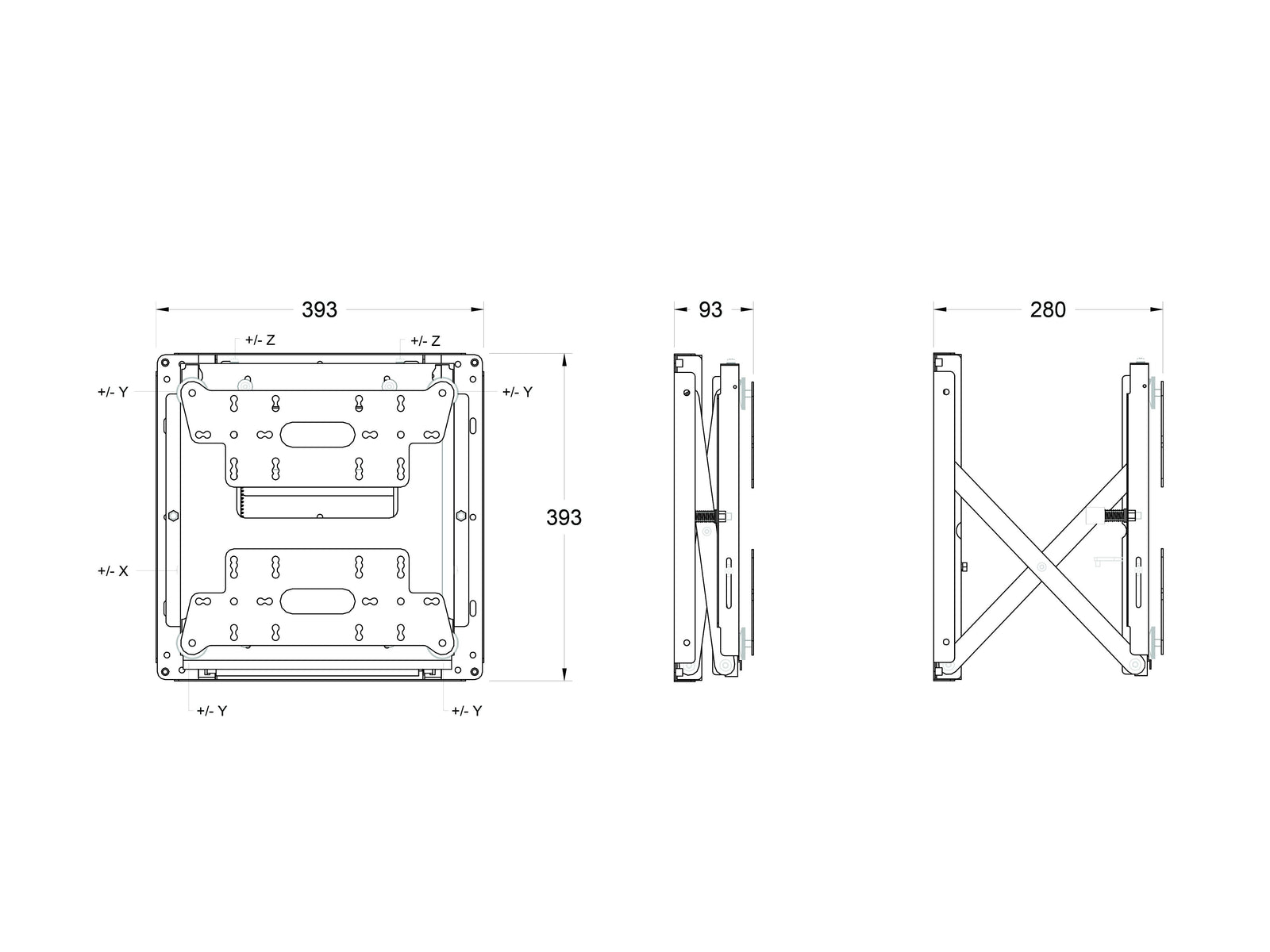 Multibrackets M Public Video Wall Push-Out Mount Small for 32"–55" Screens | 7350105210884 Wall Mount Bracket Multibrackets