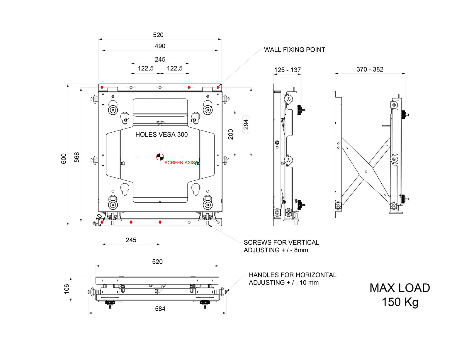 Multibrackets M Public Video Wall Push-Out Mount Super Duty for 50"–110" Screens | 7350073734818 Wall Mount Bracket Multibrackets