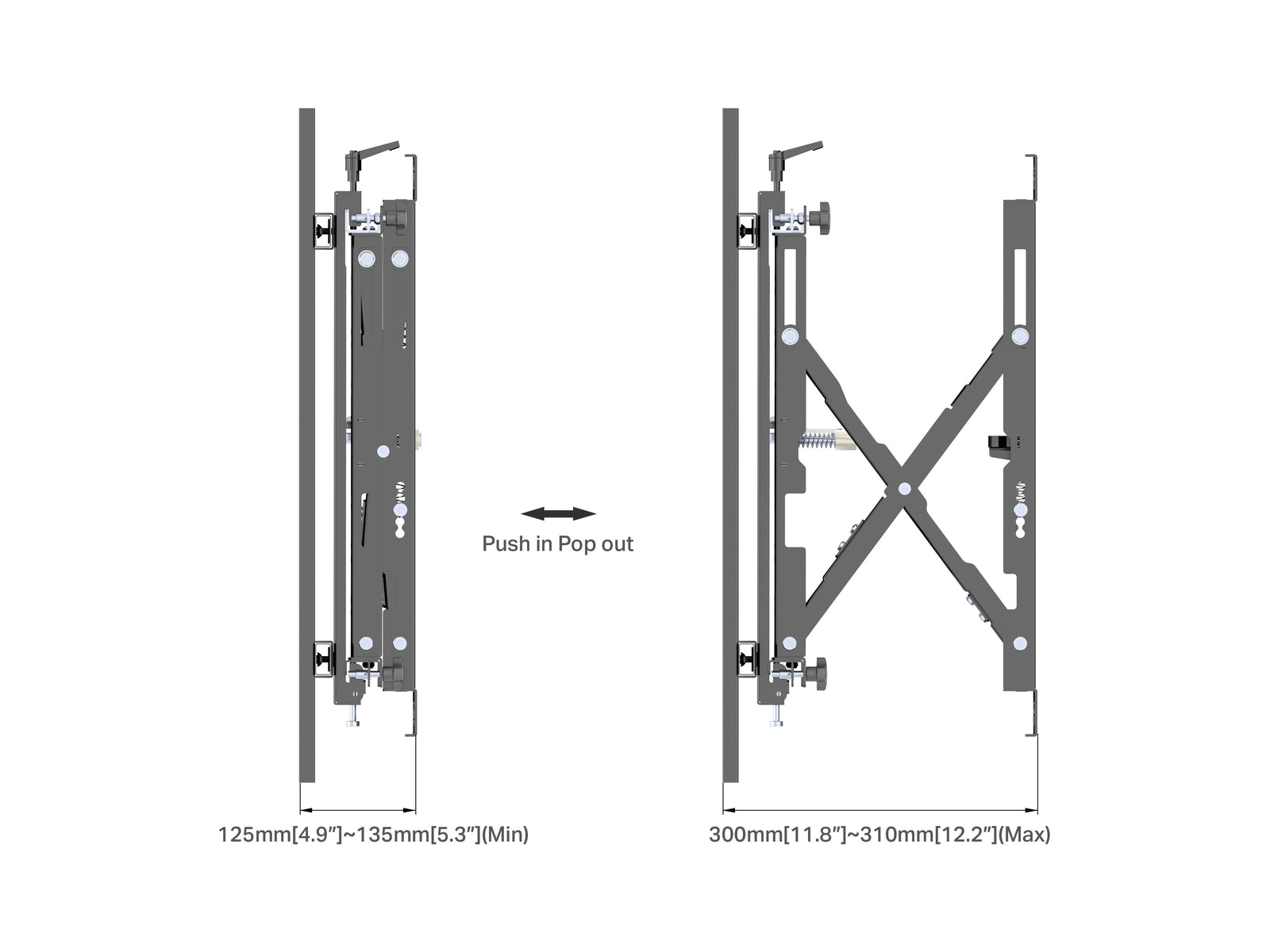 Multibrackets M Public Video Wall Push-Out Mount for 50"–98" Screens | 7350073730506 Wall Mount Bracket Multibrackets