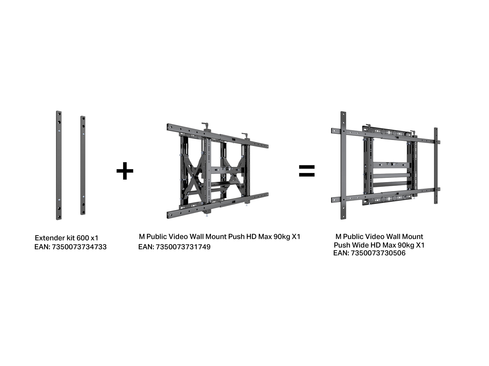 Multibrackets M Public Video Wall Push-Out Mount for 50"–98" Screens | 7350073730506 Wall Mount Bracket Multibrackets