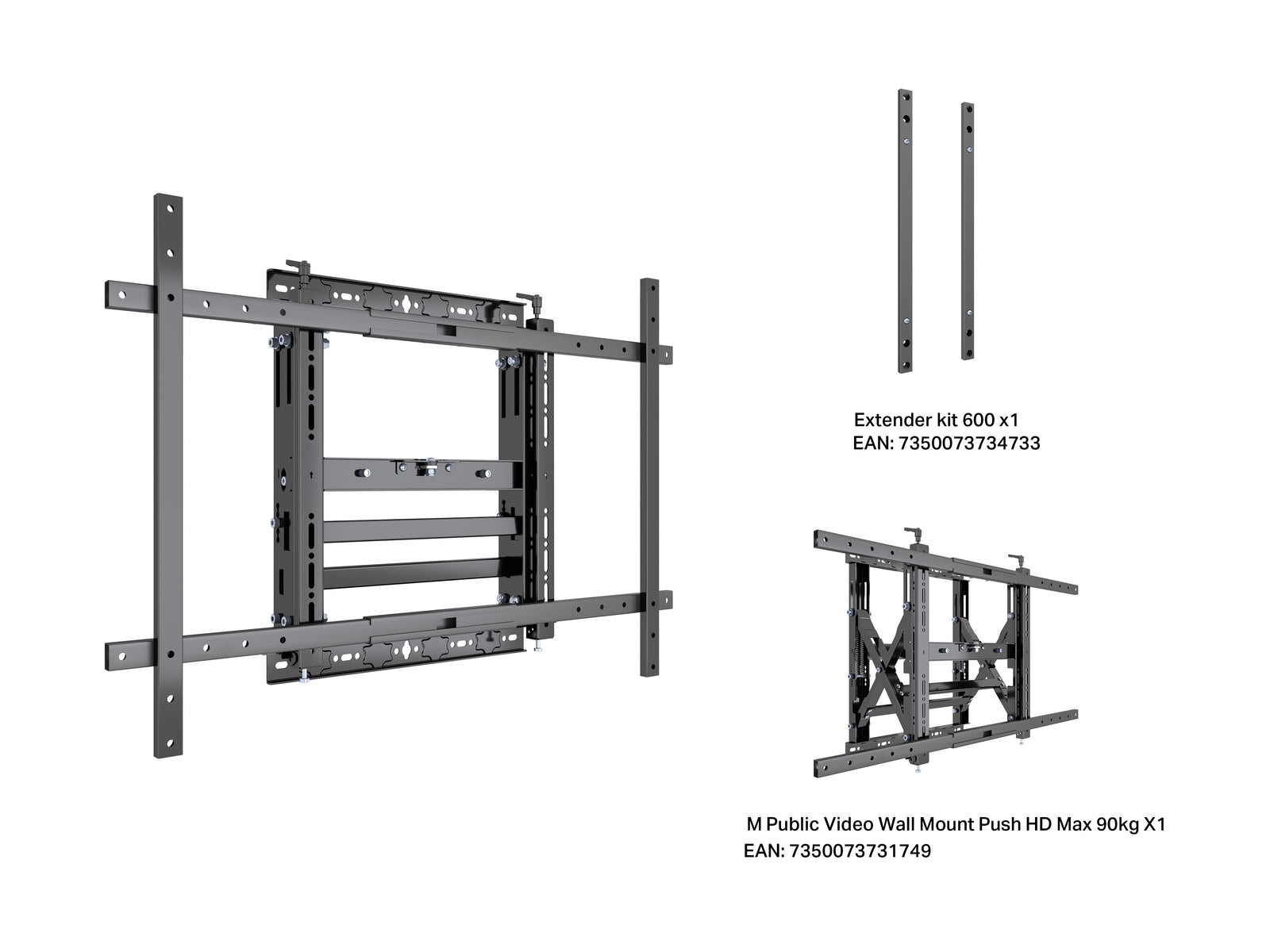 Multibrackets M Public Video Wall Push-Out Mount for 50"–98" Screens | 7350073730506 Wall Mount Bracket Multibrackets
