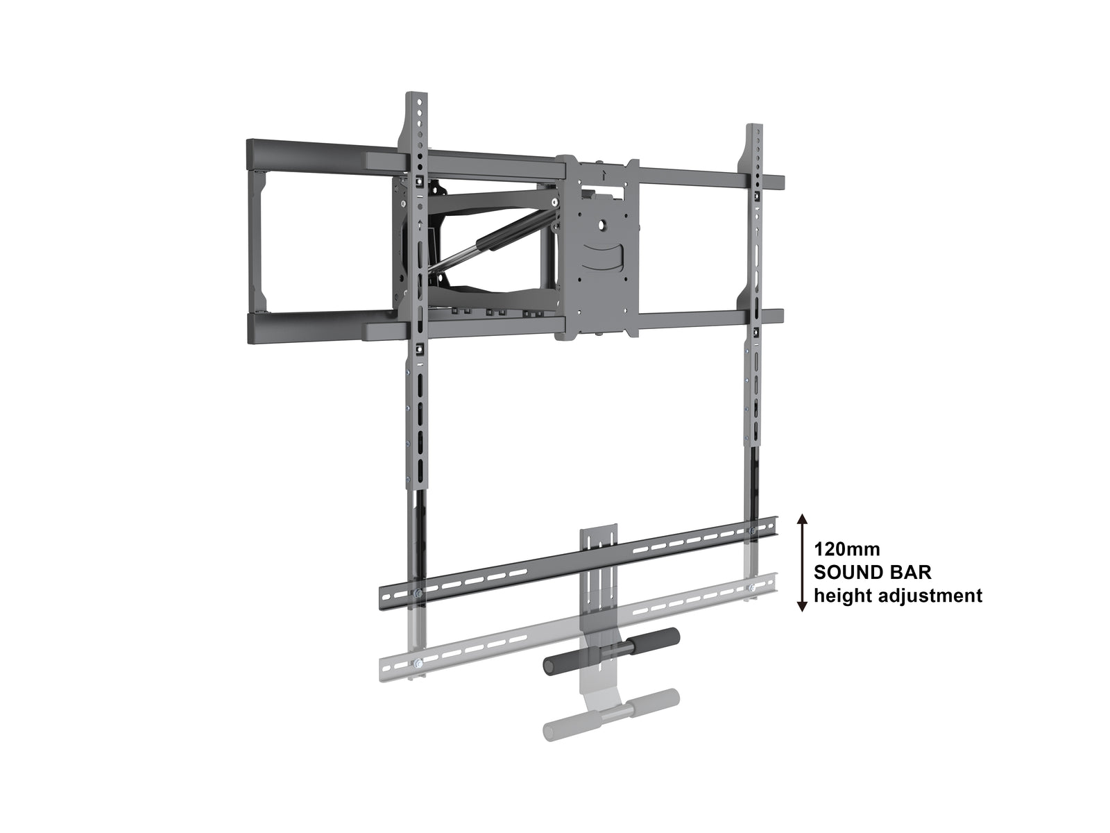 Multibrackets M Pull Down Full Motion Flexarm X-Large Wall Mount with Soundbar Holder for 55"–86" Screens | 7350105214301