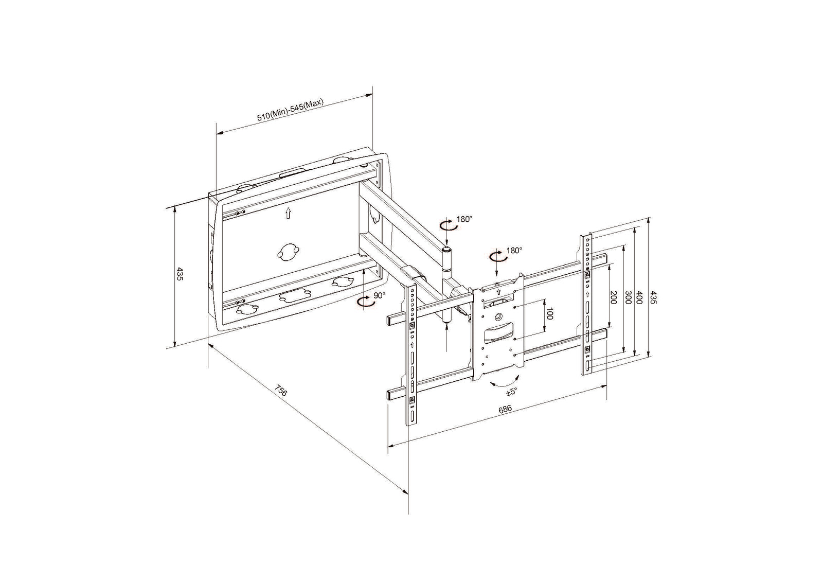Multibrackets M Recessed Full Motion Flexarm Wall Mount 32"–80" Screens | 7350073736737