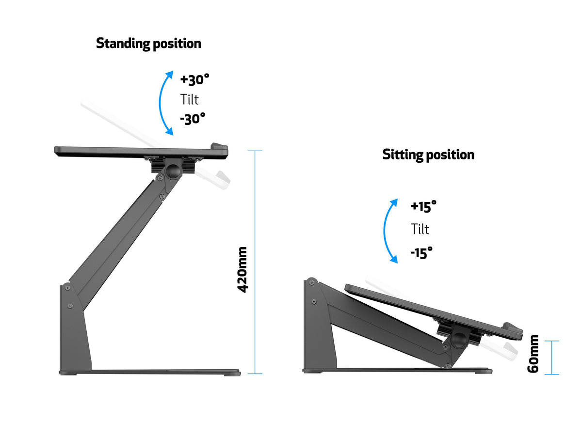 Multibrackets M Sit-Stand Height Adjustable Laptop Workstation | 7350073739127 Workstation Multibrackets