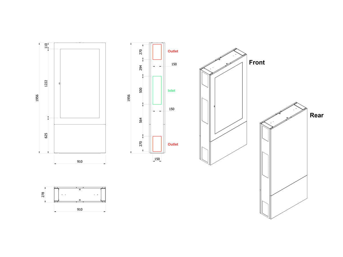 Multibrackets M Totem Pro 55" Outdoor Digital Signage Stand for Samsung OH55 – Black | 7340234814657 Outdoor Digital Signage Stand Multibrackets