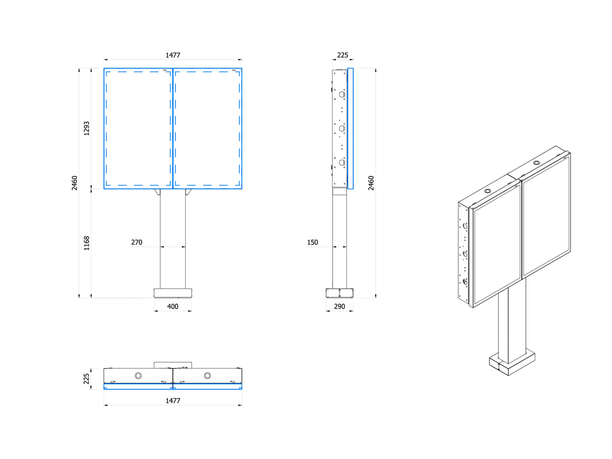 Multibrackets M Totem Pro Dual-Sided Outdoor Stand for 55" LG Displays – Black | 7340234814947 Floor Stand Multibrackets