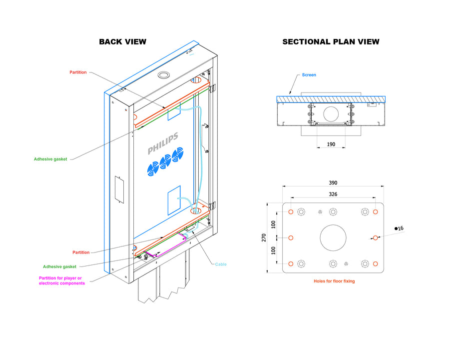 Multibrackets M Totem Pro Dual 55BDL60 – Dual 55" Outdoor Display Totem Multibrackets Outdoor Wall Mount Brackets Multibrackets