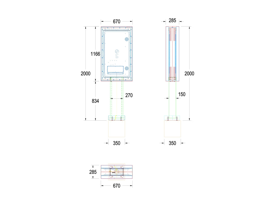 Multibrackets M Totem Pro Dual B2B 49XE4F-M – Dual 49" Outdoor Display Totem Multibrackets Outdoor Wall Mount Brackets Multibrackets
