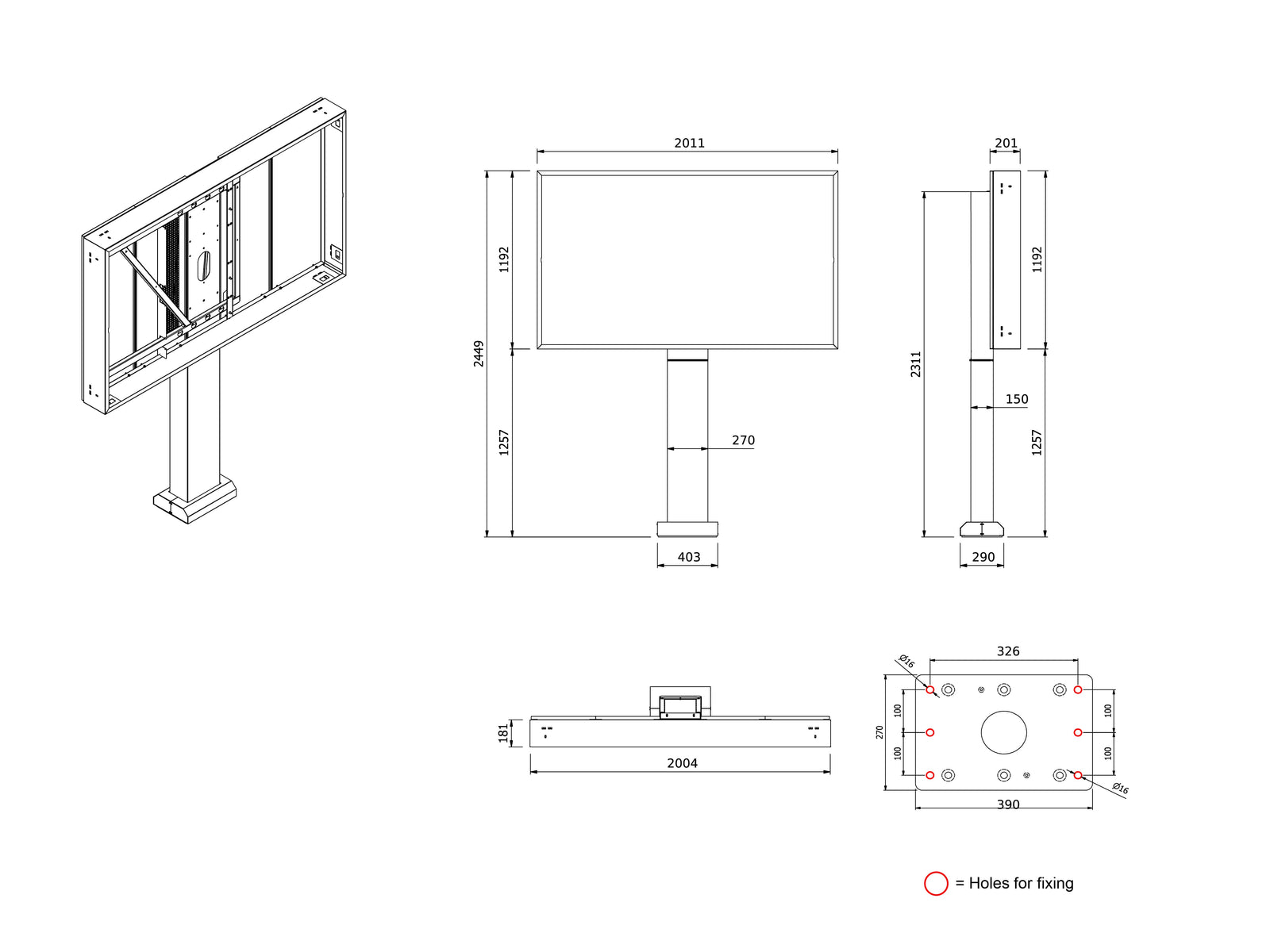 Multibrackets M Totem Pro OH85 Landscape – For 85" Outdoor Display Wall Mount Bracket Multibrackets