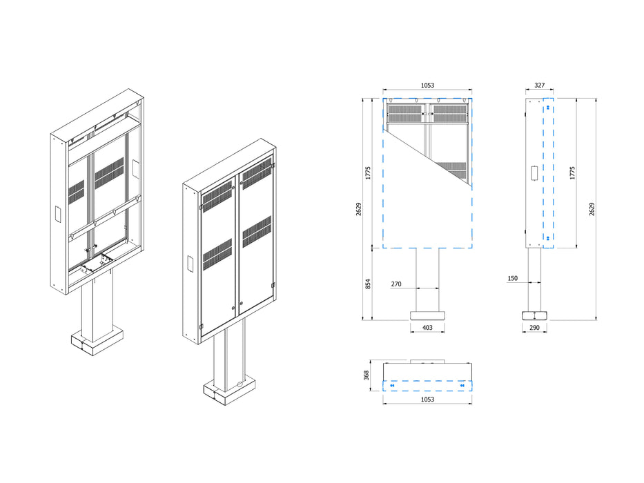 Multibrackets M Totem Pro Single OH75A – For 75" Outdoor Display Multibrackets Outdoor Wall Mount Brackets Multibrackets