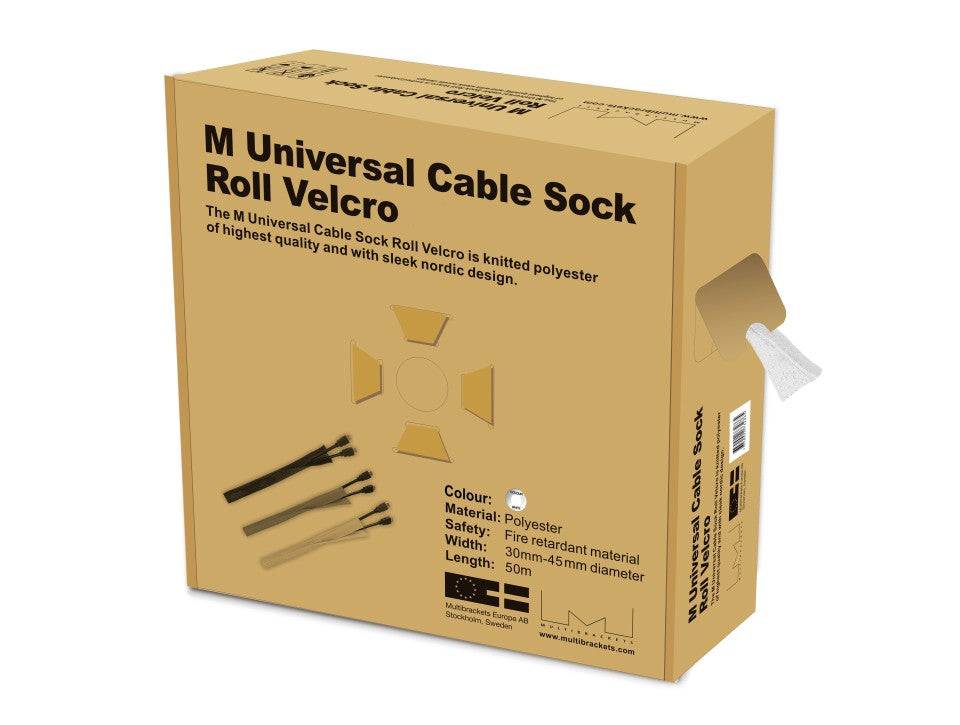 Multibrackets M Universal 50m Cable Sock Roll Velcro 30-45mm - White | 7350022732865